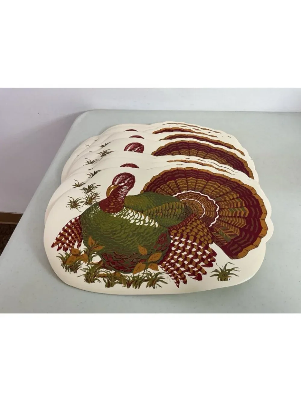 Vintage Turkey Placemats Set Of 10 Thanksgiving Farmhouse Rustic Cottagecore